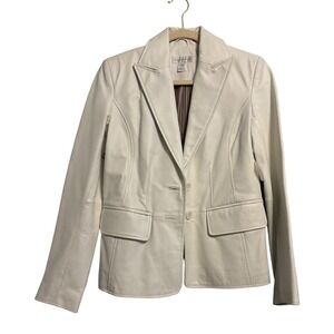 Worthington‎ Women's XS White Genuine Leather Blazer Jacket NWT
